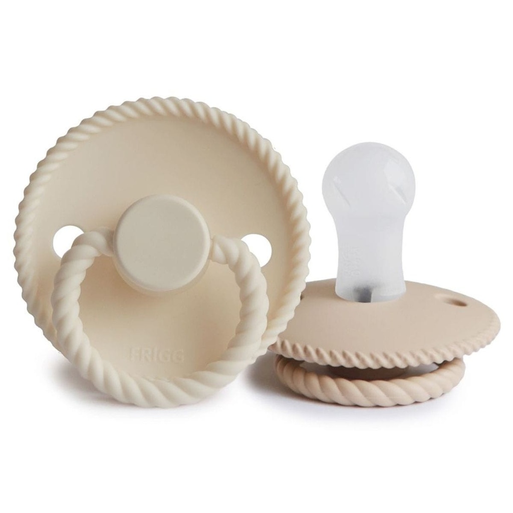 Frigg | Fopspeen Rope Silicone Cream/Croissant T1 0-6m 2-pack