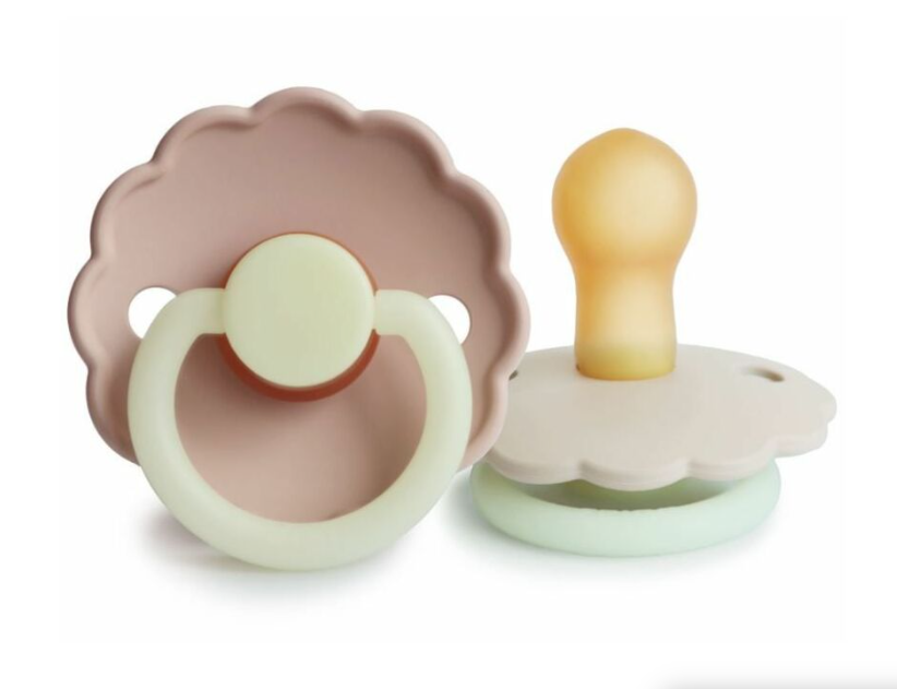 Frigg | Fopspeen Daisy Night Ortho/Physio Rubber Speen Cream/Blush T2 6-18m 2-pack