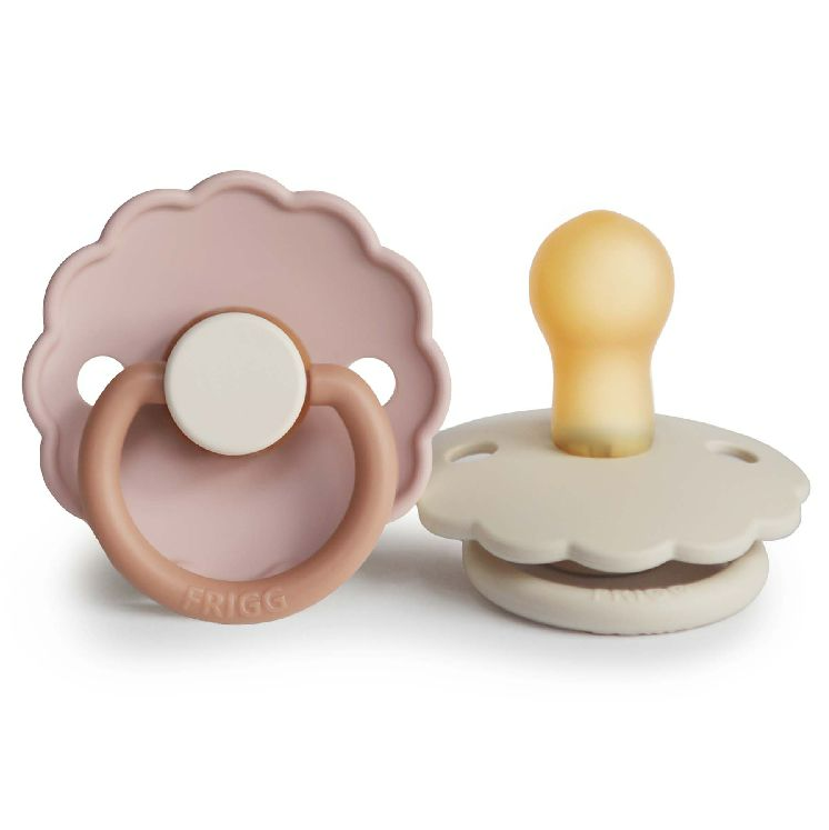 FOPSPEEN, Daisy Blooming, 0-6m, o/p, rub, biscuit/cream, rubber speen, ortho/ physio, T1, 2 stuk(s)