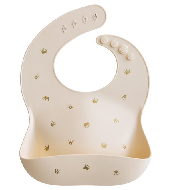 SLABBETJE, crowns, aop kroon print, drukknopensluiting, silicone, 24x26cm, met kruimelvanger, waterdicht, 1 stuk(s)