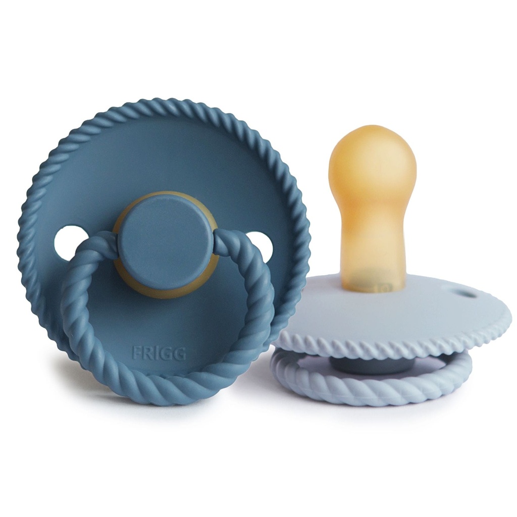 Frigg | Fopspeen Rope Ocean View/Powder Blue Rubber Speen Ortho/Physio T2 6-18m 2-pack