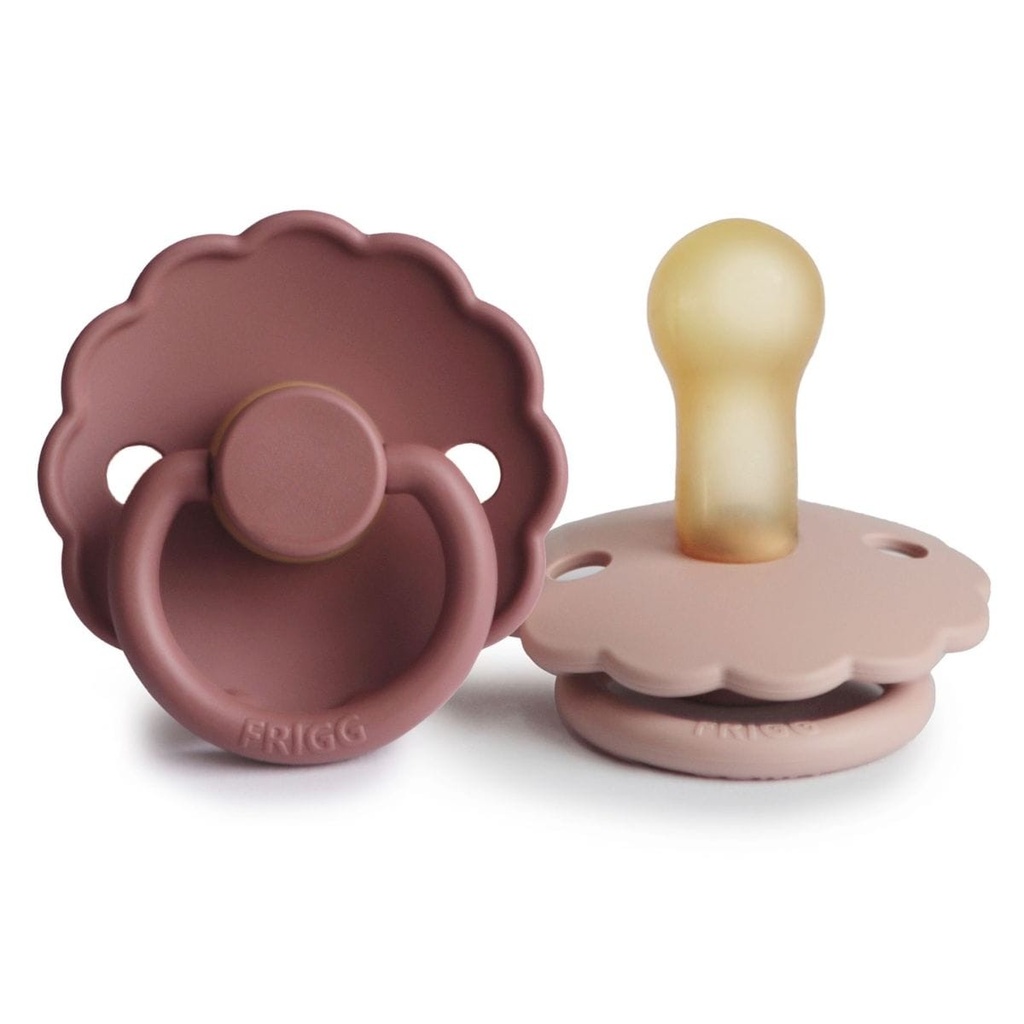Frigg | Fopspeen Daisy Baby Blush/Woodchuck Rubber Speen Ortho/Physio T2 6-18m 2-pack