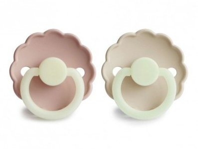 Frigg | Fopspeen Daisy Night Ortho/Physio Silicone Cream/Blush T1 0-6M 2-pack