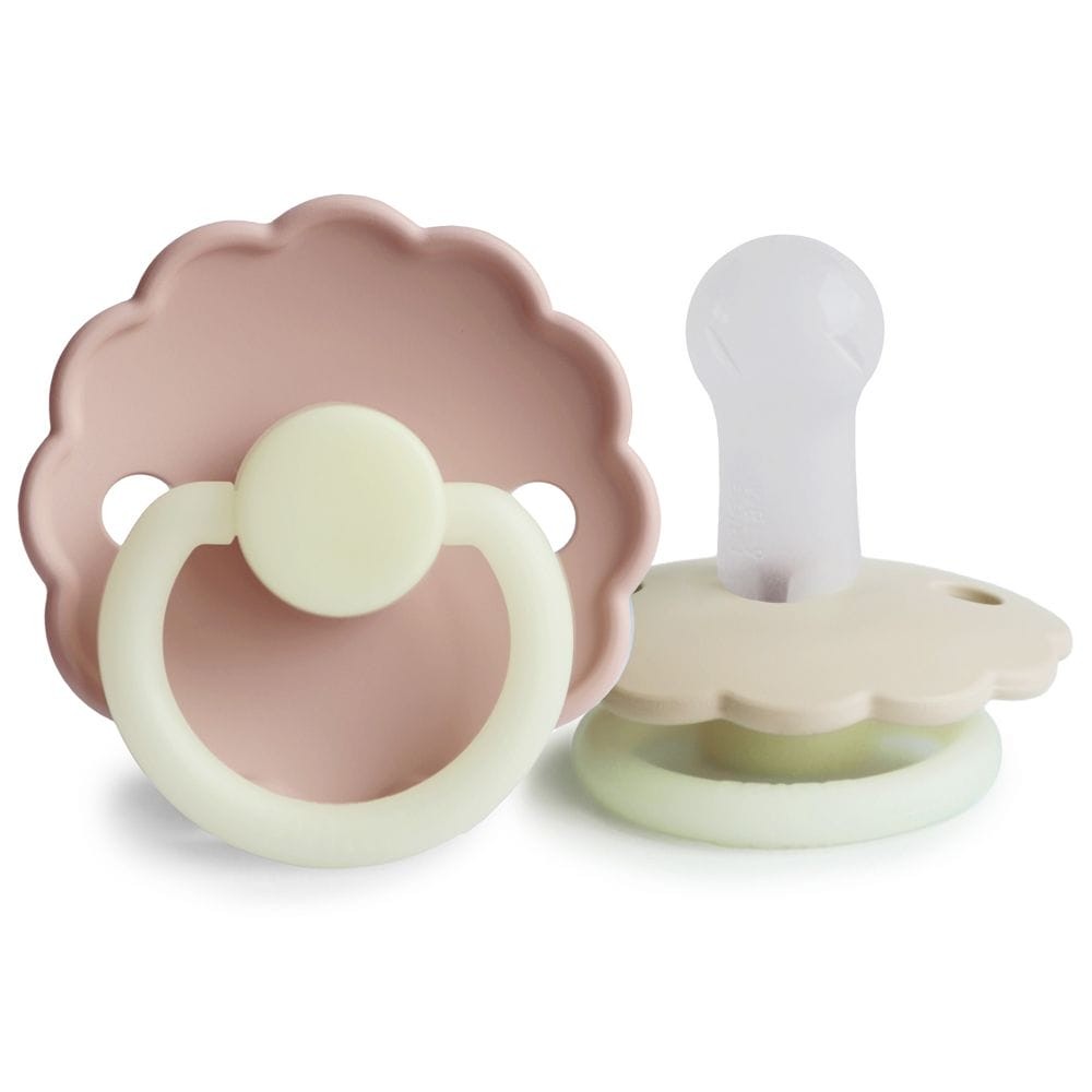 Frigg | Fopspeen Daisy Night Cream/Blush Siliconen Speen Ortho/Physio Glow in the Dark T2 6-18m 2-pack