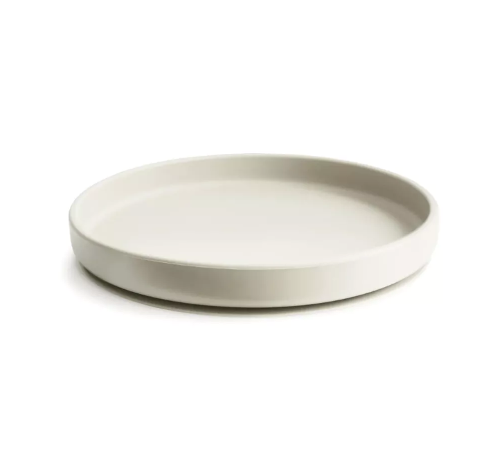 PLAT BORD, Plate, rond, ivory, ecru, uni, siliconen, met zuignap, 1 stuk(s), bord