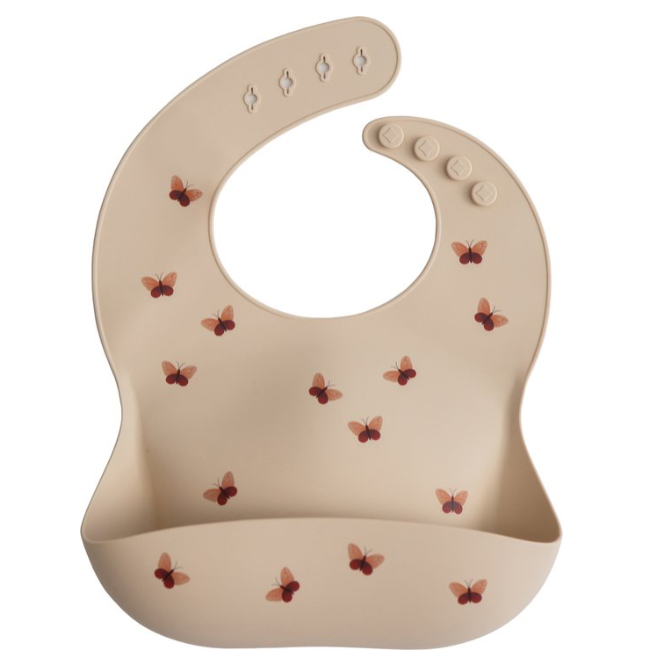 Mushie | Slabbetje met Kruimelvanger Silicone Butterflies