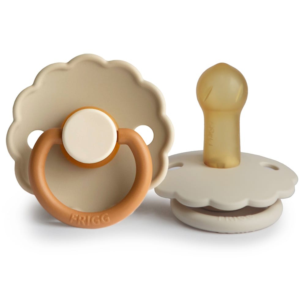 Frigg | Fopspeen Daisy Blooming Desert/Cream Rubber Speen Ortho/Physio T2 6-18m 2-pack