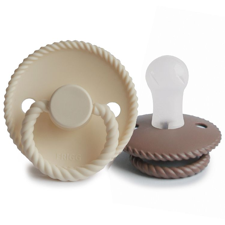 Frigg | Fopspeen Rope Silicone Cream/Sepia T1 0-6M 2-pack