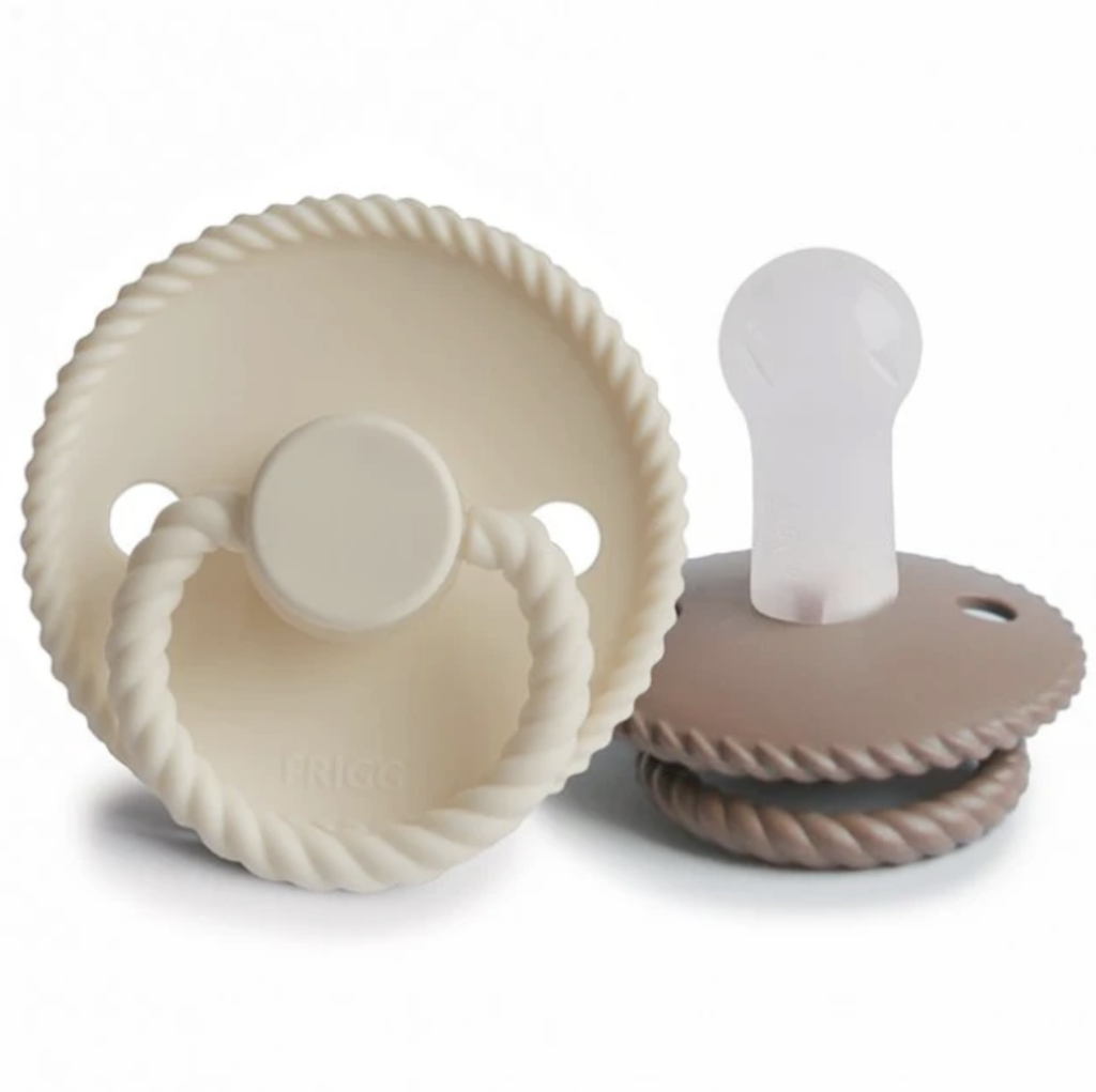 Frigg | Fopspeen Rope Silicone Cream/Sepia T2 6-18M 2-pack