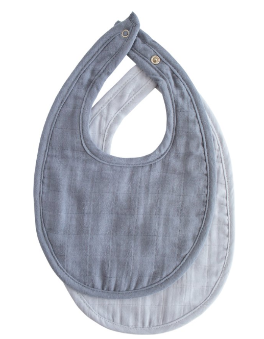 Mushie | Slabbetje Muslin Bib Tetra Tradewinds/Baby Blue 2-pack