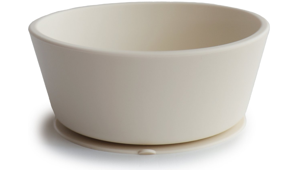 Mushie | Kom met Zuignap Ivory Silicone Off White