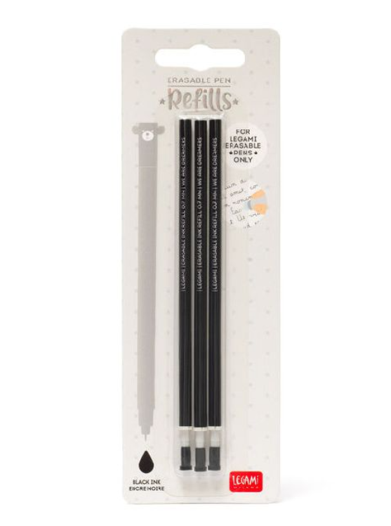 Legami | Balpen Vulling Refill for Erasable Pen Gel Schrijfdikte:0,7mm Zwart 3-pack