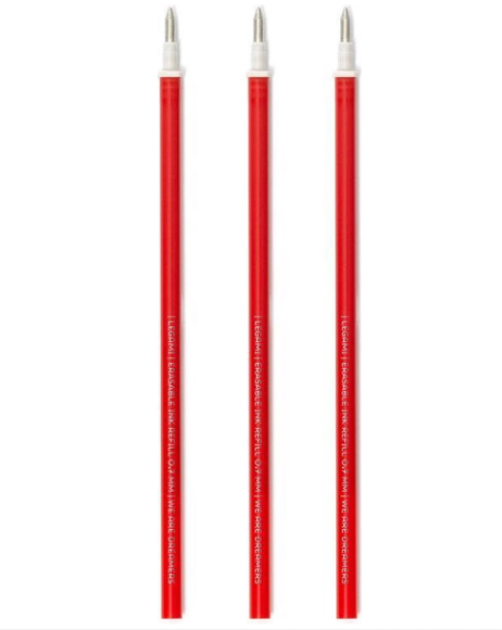 Legami | Balpen Vulling Refill for Erasable Pen Gel Schrijfdikte:0,7mm Rood 3-pack