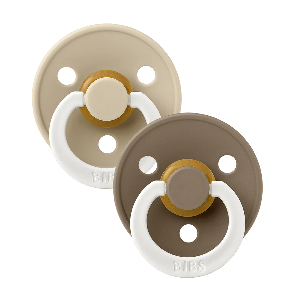 Bibs | Fopspeen Glow Latex Rond Vanilla/Dark Oak 0-6m T1 2-pack