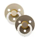 Bibs | Fopspeen Glow Latex Rond Vanilla/Dark Oak 0-6m T1 2-pack
