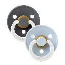 Bibs | Fopspeen T1 Glow Latex Rond Iron/Baby Blue 0-6m 2-Pack