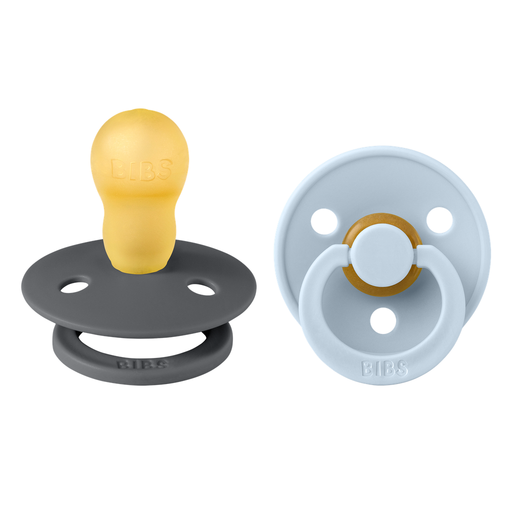 Bibs | Fopspeen Latex Rond Iron/Baby Blue +18M T3 2-Pack