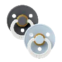 Bibs | Fopspeen T2 Glow Latex Rond Iron/Baby Blue 6-18m 2-Pack