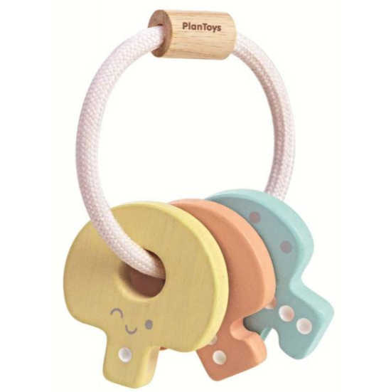 Plan Toys | Rammelaar Key Rattle Pastelkleur Hout +4M
