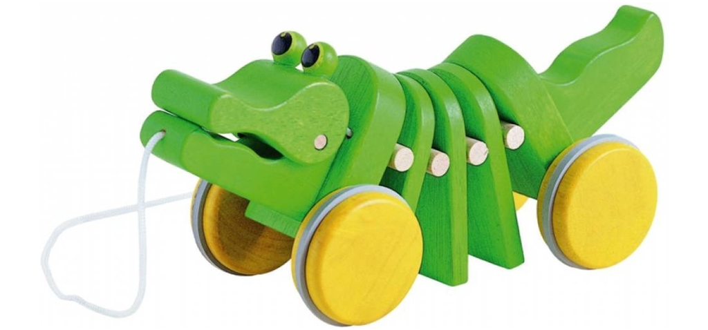 TREKFIGUUR, Dancing Alligator, Push & Pull, geel/groen, krokodil, hout, vanaf 18 maanden