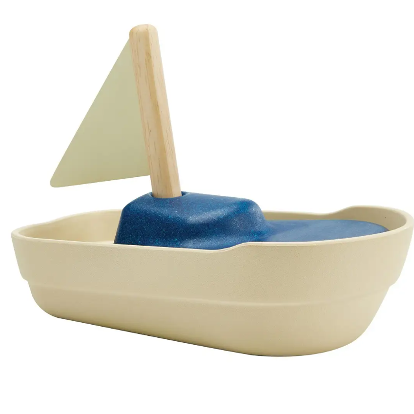Plan toys |  Sailboat, Water Play, blauw/bruin +24m