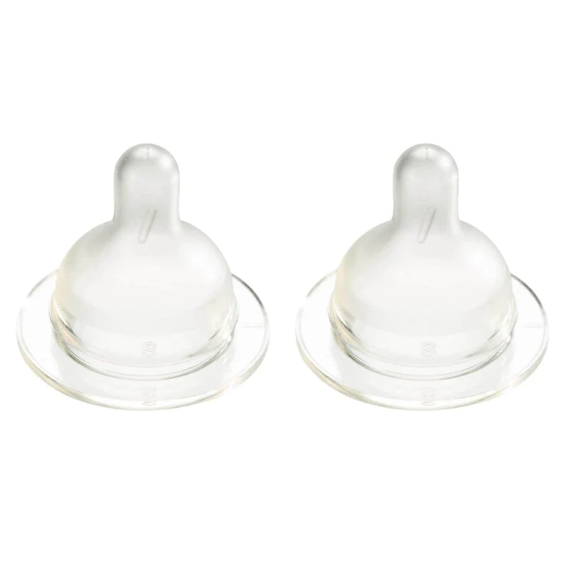 Difrax | Zuigspeen W Medium Natural 1 Gaatje Transparant Siliconen vr Fles Wide 3M+ 2-pack