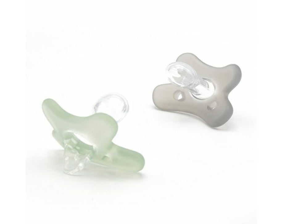 Difrax | Fopspeen Natural Stone/Sage Volledig Siliconen Fopspeen Ortho/Physio 6-12M