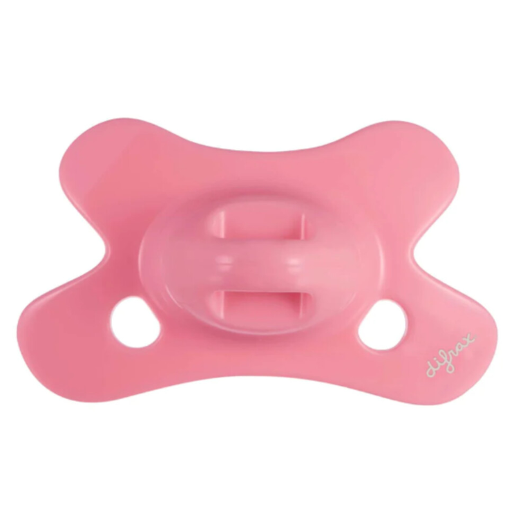 Difrax | Fopspeen Natural Raspberry Pure Collection Siliconen Speen Ortho/Physio Roze 0-6m