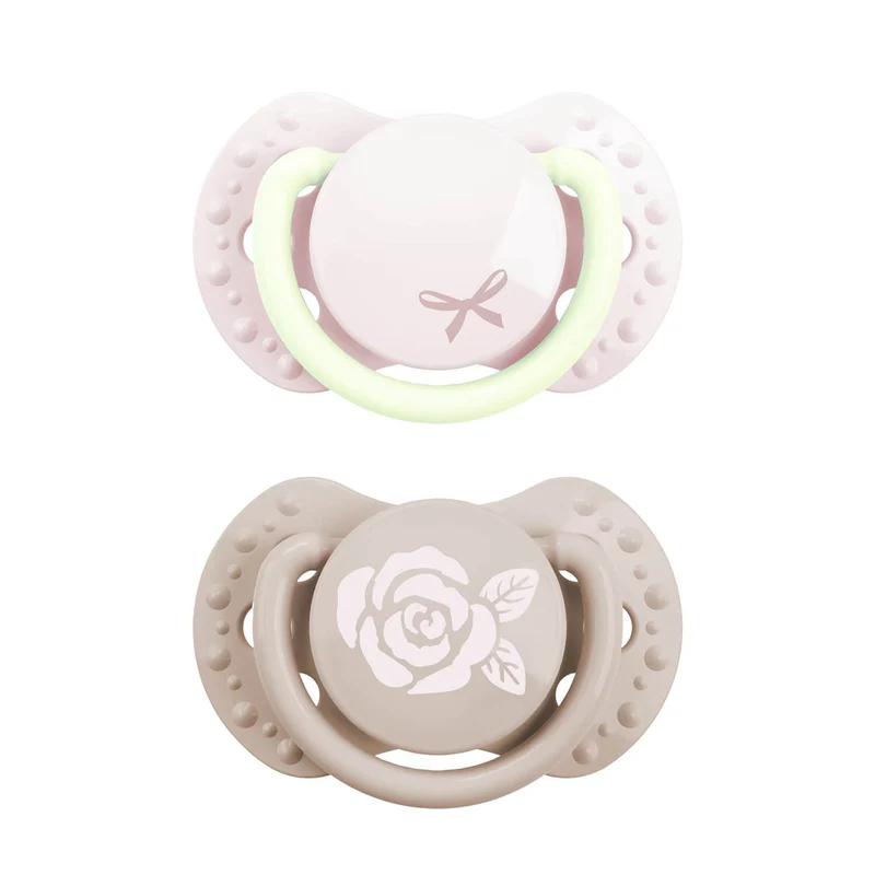 Difrax | Fopspeen Babyshower Girl Lovi Dynamic Newborn Ortho/Physio 1 Speen+1 Speen Glow in the Dark 