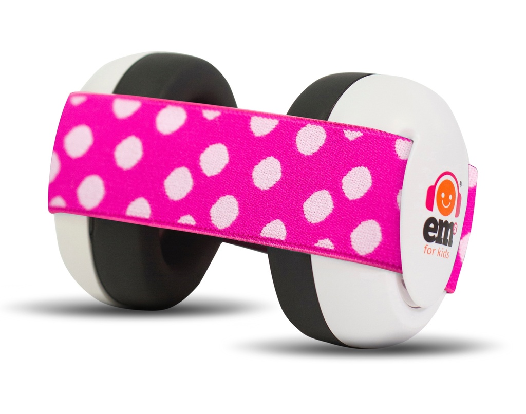 Em's for kids | Gehoorbescherming Baby Schelp Wit Hoofdband Roze-Wit 