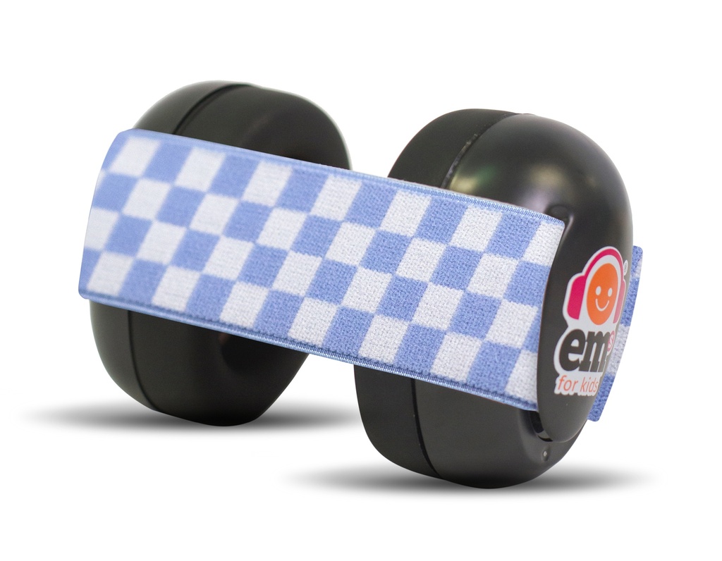 Em's for kids | Gehoorbescherming Baby Schelp Zwart Hoofdband Wit-Blauw
