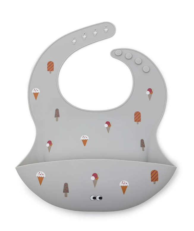 Noui Noui | Slabbetje met Kruimelvanger Ice Cream Grey Silicone Grijs