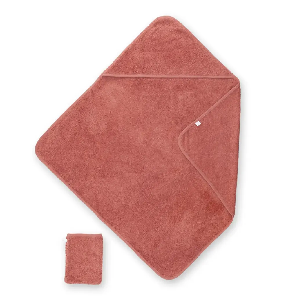 Bemini | Badcape met Washandje Terry Mini Price Badstof Redwood 75x75cm