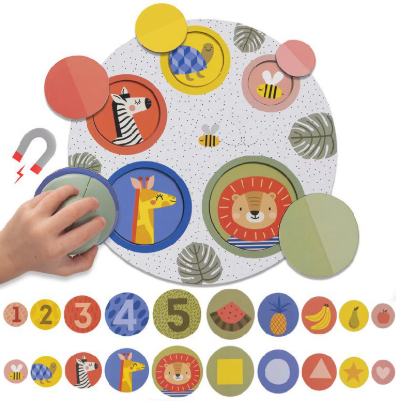 PUZZEL, Magnetische Peek-a-Boo Puzzel, karton, 10 dubbelzijdige kaarten in 4 verschillende thema's, vanaf 18 maanden