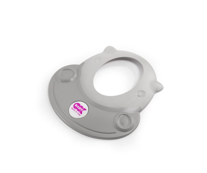 OK Baby | Haarwasring Hippo Light Grey Zachte Rubberen Rand vr Rond het Hoofdje