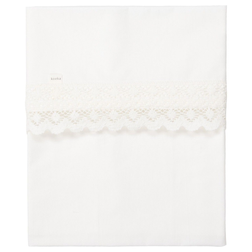 LAKEN, 110x140, Crochet, warm white, ecru, uni, brod ajourafboording, katoen, voor babybed, 2023/24