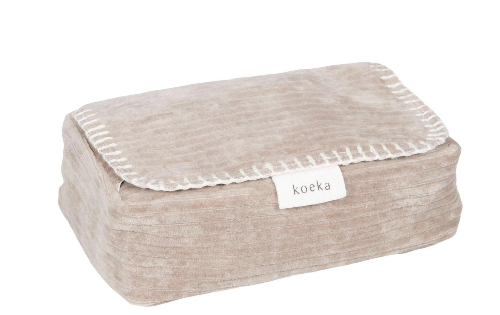 Koeka | Box etui Vik clay Bruin geribbeld vr vochtige doekjes 12x6x20cm