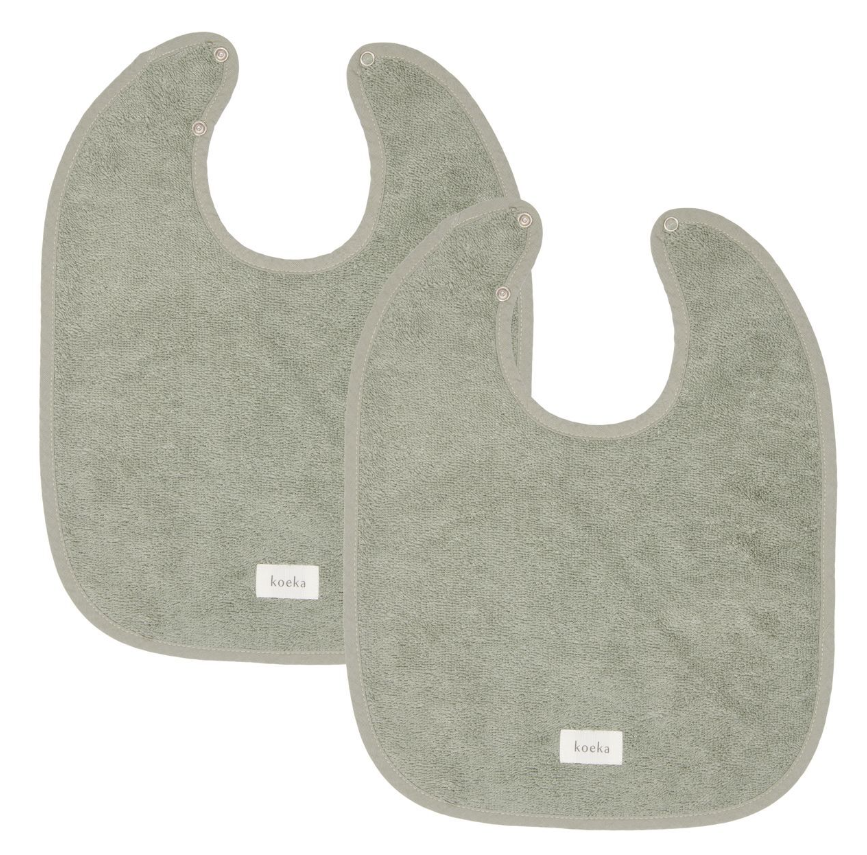 Koeka | Slabbetje Dijon Daily Shadow Green Drukknopensluiting Badstof Groen 33x44cm 2-Pack