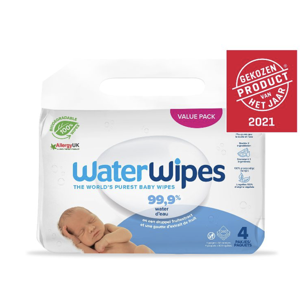 Waterwipes | Vochtige Doekjes Biologisch Afbreekbaar 4 x 60 stuks 