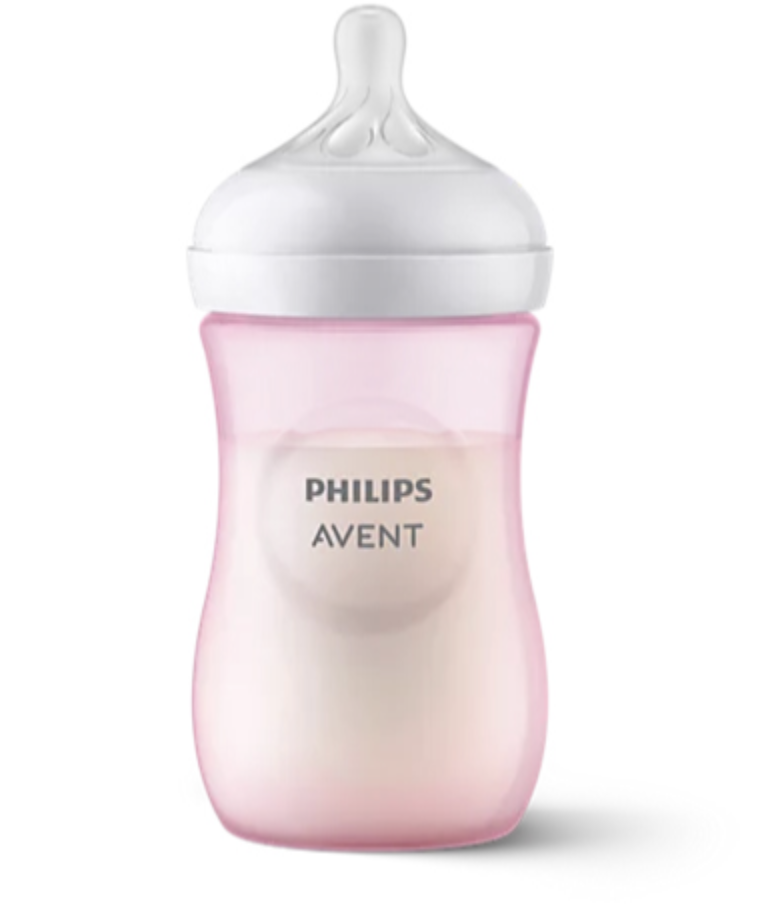 BREEDHALSFLES, PP, NR, 260 ml, pink, Natural Response, roze/transparant, silic speen, 1m+, 1 stuk(s), fles, 2023