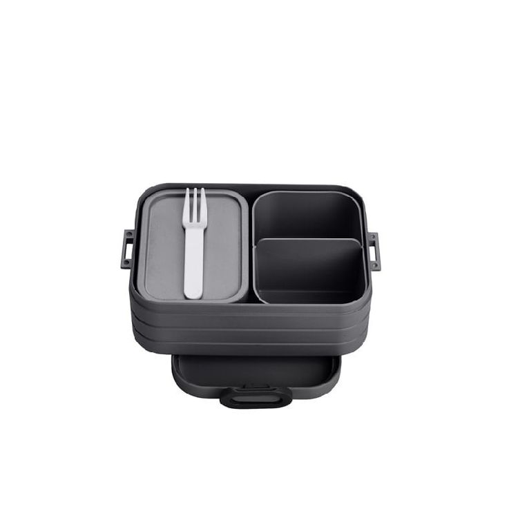 BROODDOOS, Bento Lunchbox Midi, nordic black, zwart, uni, ABS, clipsluiting, 12x6.5x18.5cm, Take A Break