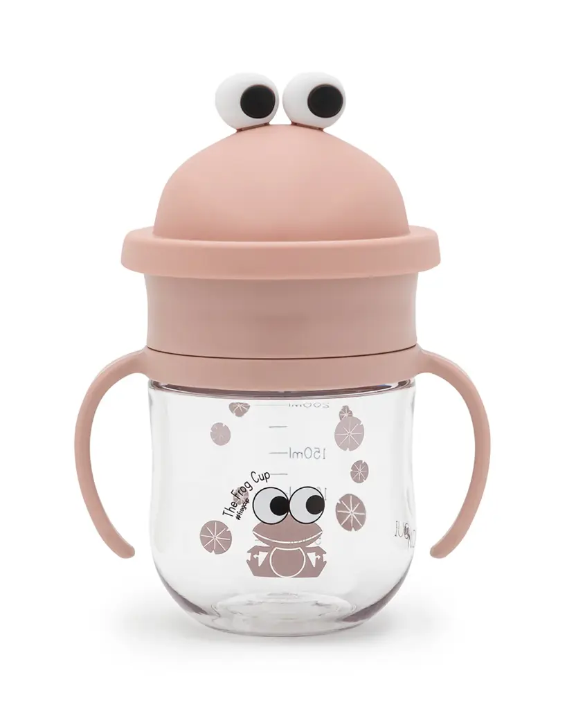 DRINKBEKER, 200 ml, The Frog Cup, rose, uni/print kikker, tritan, handvatten, deksel, 1 stuk(s)