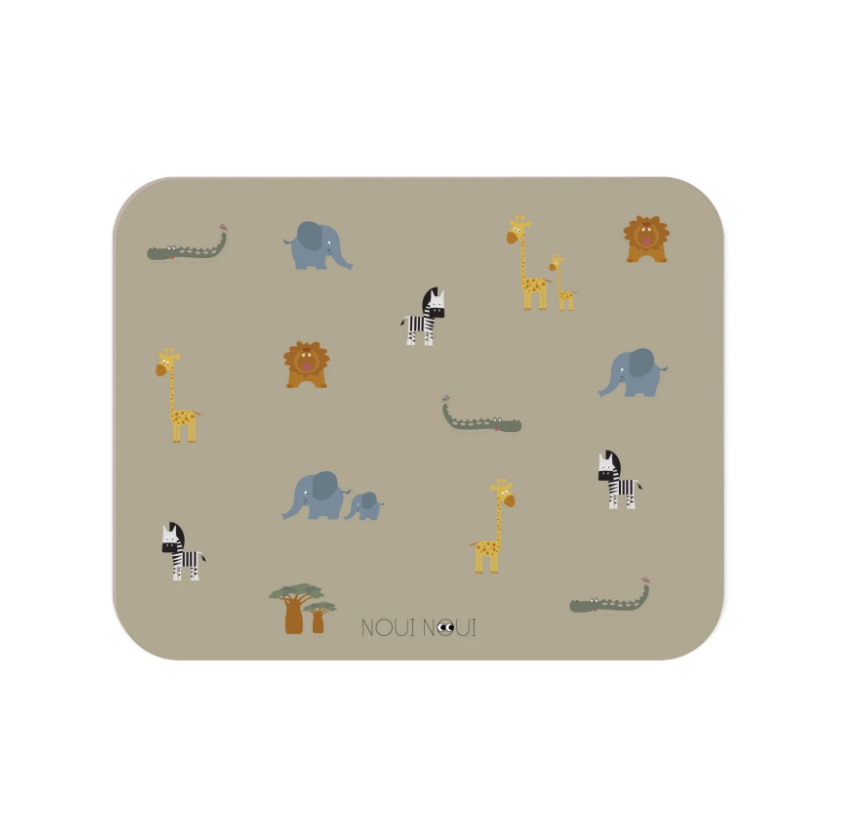 PLACEMAT, Safari, ecru, uni/all over print dieren, rechthoekig, vinyl, waterafstotend, 1 stuk