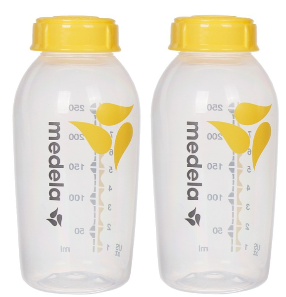 STANDAARDFLES, 250 ml, PP (Polypropyleen) geel/transparant, 2 stuks, zonder speen, fles