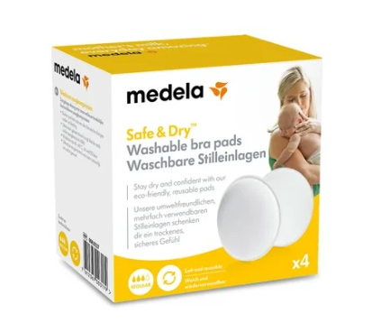 Medela | Borstcompres Wasbaar Microporeuze Stof met Antislip Laag Herbruikbaar Wit 4-pack