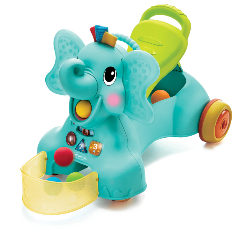 Infantino | Loopfiets/Auto Ride On Elephant Sensory 3 in 1 Kunststof +6M