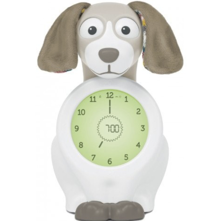 WEKKER SLAAPTRAINER, Davy, grey, wit/grijs, uni, analoog, digitaal, met wekker, met nachtlamp