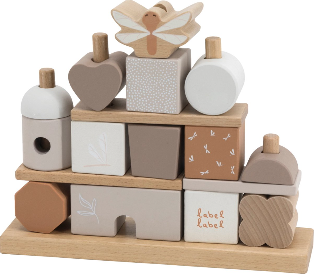 Label Label | Blokken Stacking Blocks House Hout  Nougat +18M 