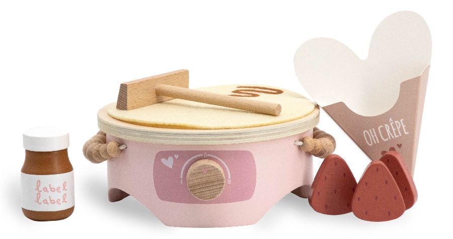 Label Label | Keukengerei Crepe Maker Pink Hout Roze/Ecru +24M