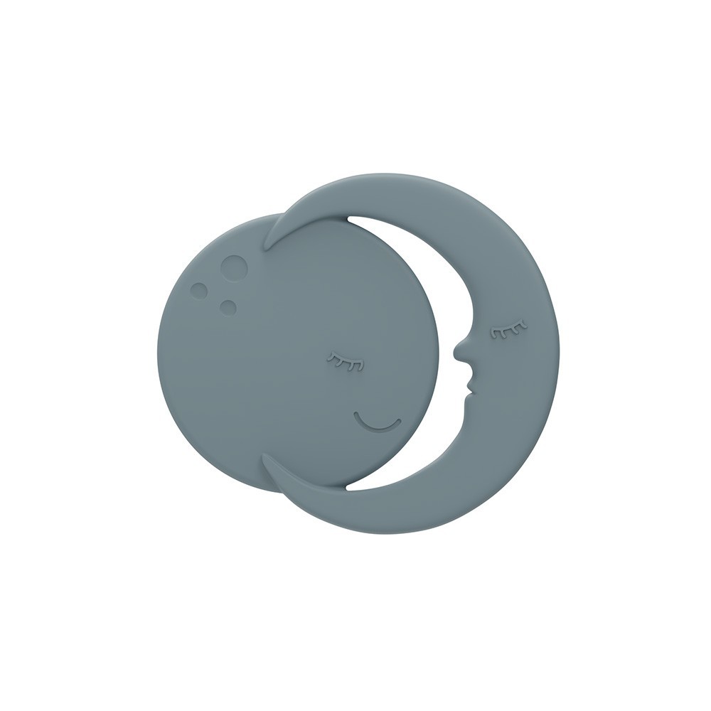 BIJTRING, Teether, moon blue, blauw, uni, siliconen, vanaf 0 maand